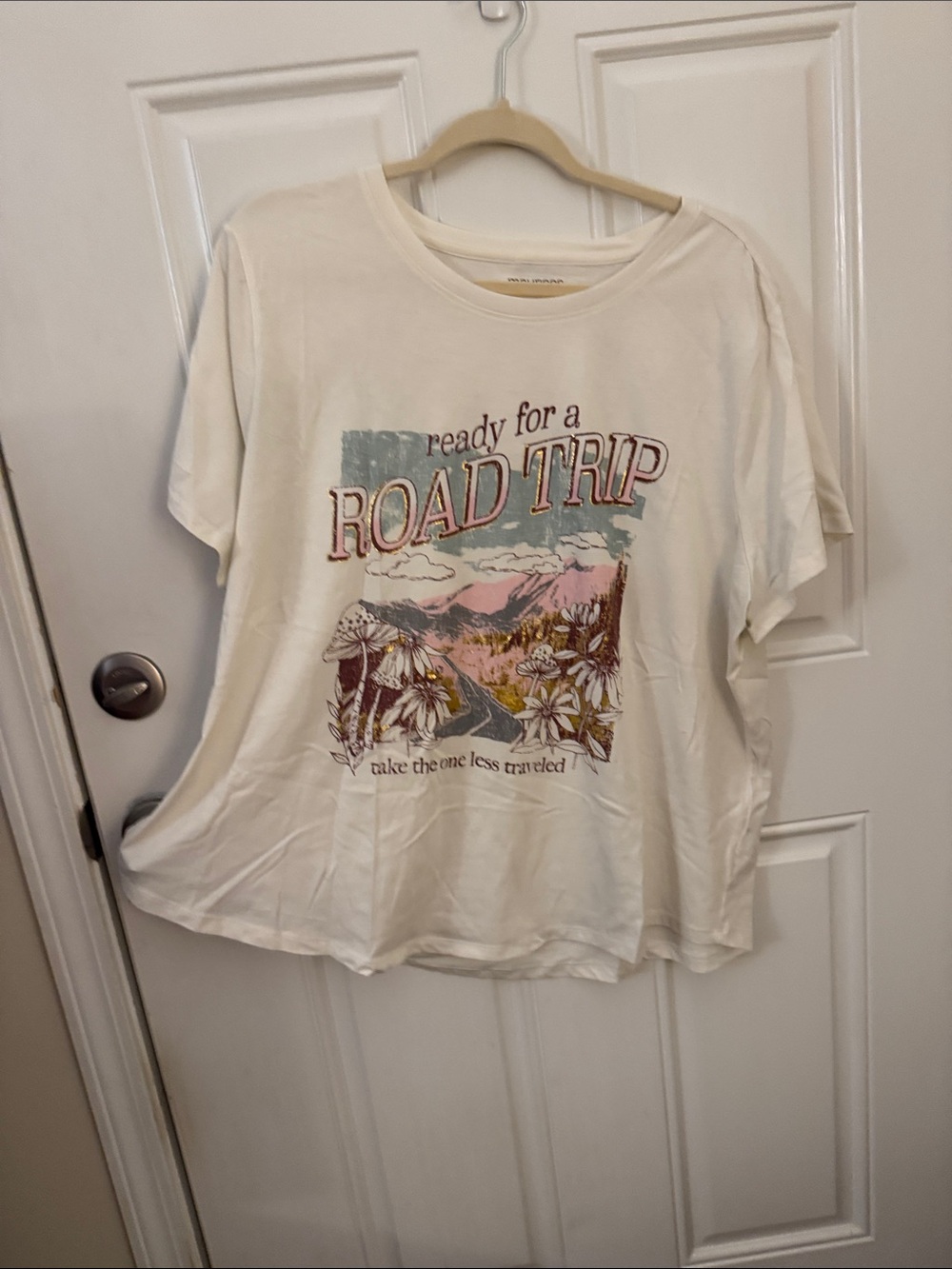 Maurices Cream Graphic Tee with Burgundy Print